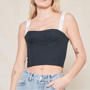 Rokh Logo Strap Bustier Checked Crop Top Sz Fr 38 Us 4 6